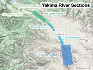yakima river access map river sections